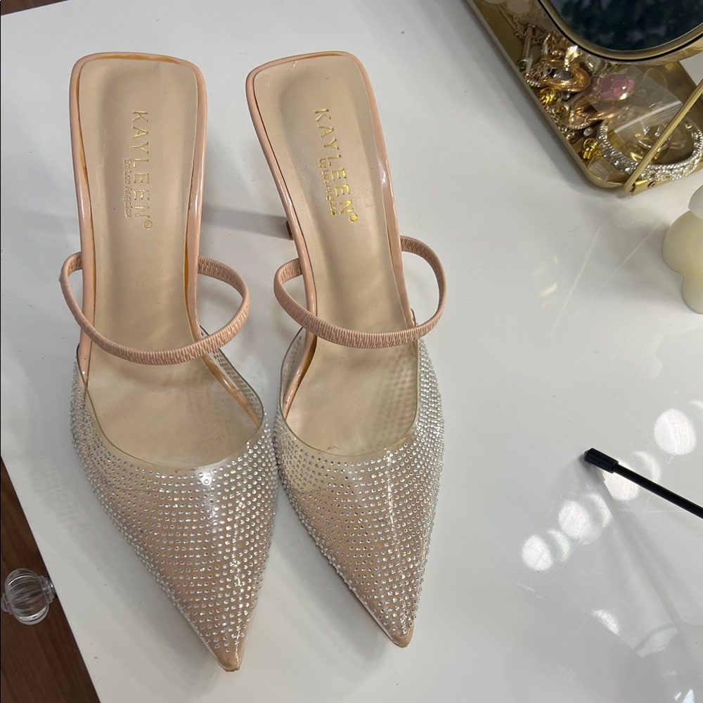 Windsor Sparkling Beige Heels - Picture 1 of 2